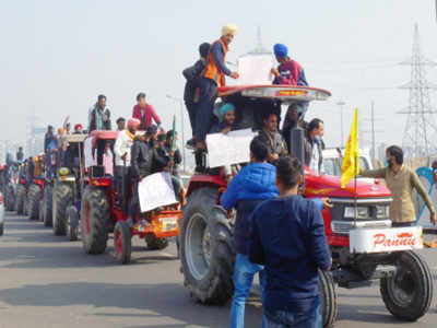 Protesting Farmers Take out Tractor Rally Around Delhi Borders