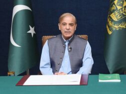 Prime Minister Shehbaz Sharif addressing the nation in Islamabad on 27 May 2022
