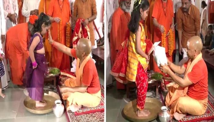 Navratri 2022 : सीएम योगी ने पांव पखार किया कन्या पूजन, बोले-मातृशक्ति की आराधना हमारे देश की संस्कृति