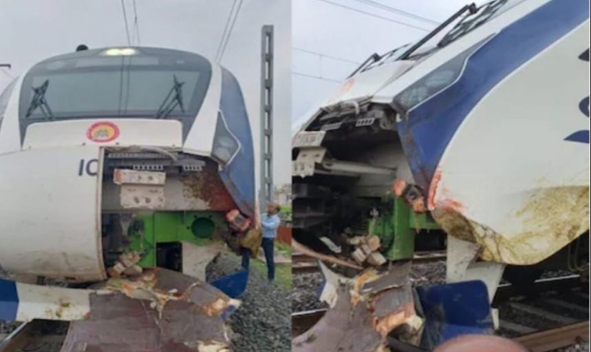 गुजरात में वंदे भारत ट्रेन भैसों के झुंड से टकराई, इंजन का एक हिस्सा क्षतिग्रस्त