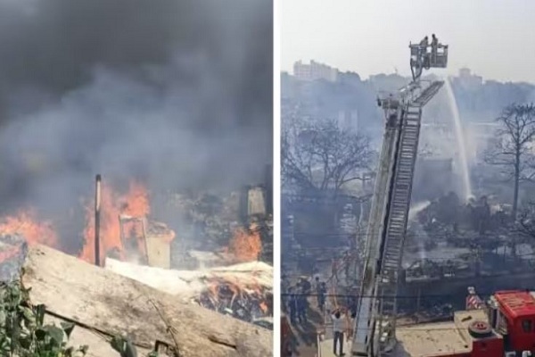 बिहार : पटना के एलएनजेपी अस्पताल के समीप भीषण आग, 100 से ज्यादा झोपड़ियां खाक