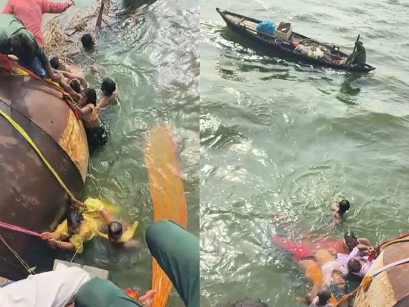 यूपी के बलिया में 40 लोगों से भरी नाव नदी में पलटी, तीन महिलाओं की मौत, राहत-बचाव कार्य जारी