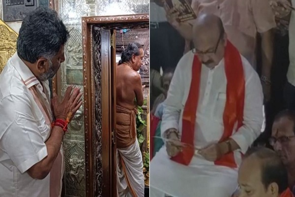 कर्नाटक चुनाव में बजरंगबली पर विवाद – सीएम बोम्मई ने किया हनुमान चालीसा का पाठ, कांग्रेस नेता शिवकुमार पहुंचे मंदिर