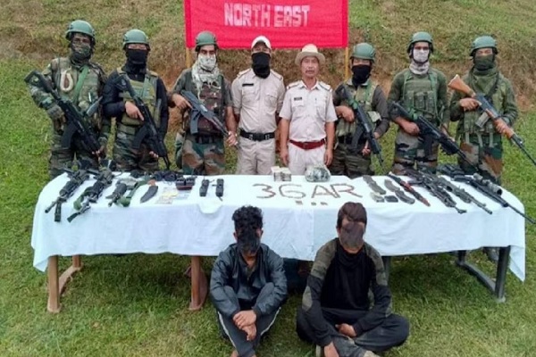 मणिपुर में म्यांमा स्थित उग्रवादी संगठन के दो सदस्य गिरफ्तार, हथियार बरामद