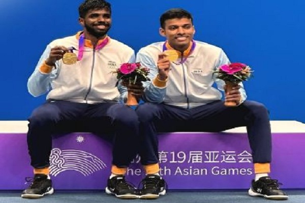 सात्विकसाईराज व चिराग शेट्टी की जोड़ी ने रचा इतिहास, एशियाई खेलों की बैडमिंटन स्पर्धा में भारत को पहली बार स्वर्ण पदक