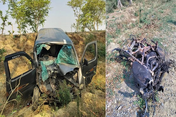 UP के शाहजहांपुर में भीषण हादसा: कार और बाइक में हुई जोरदार भिड़ंत, छह लोगों की मौत