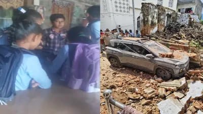 गुजरात में भारी बारिश से सैलाब: कमर तक पानी में डूबे स्कूली बच्चे, कई घर हुए धराशायी, चलाया गया रेस्क्यू ऑपरेशन