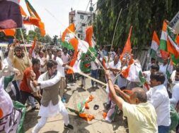 पटना में काग्रेस दफ्तर पर भाजपा का हल्ला बोल1