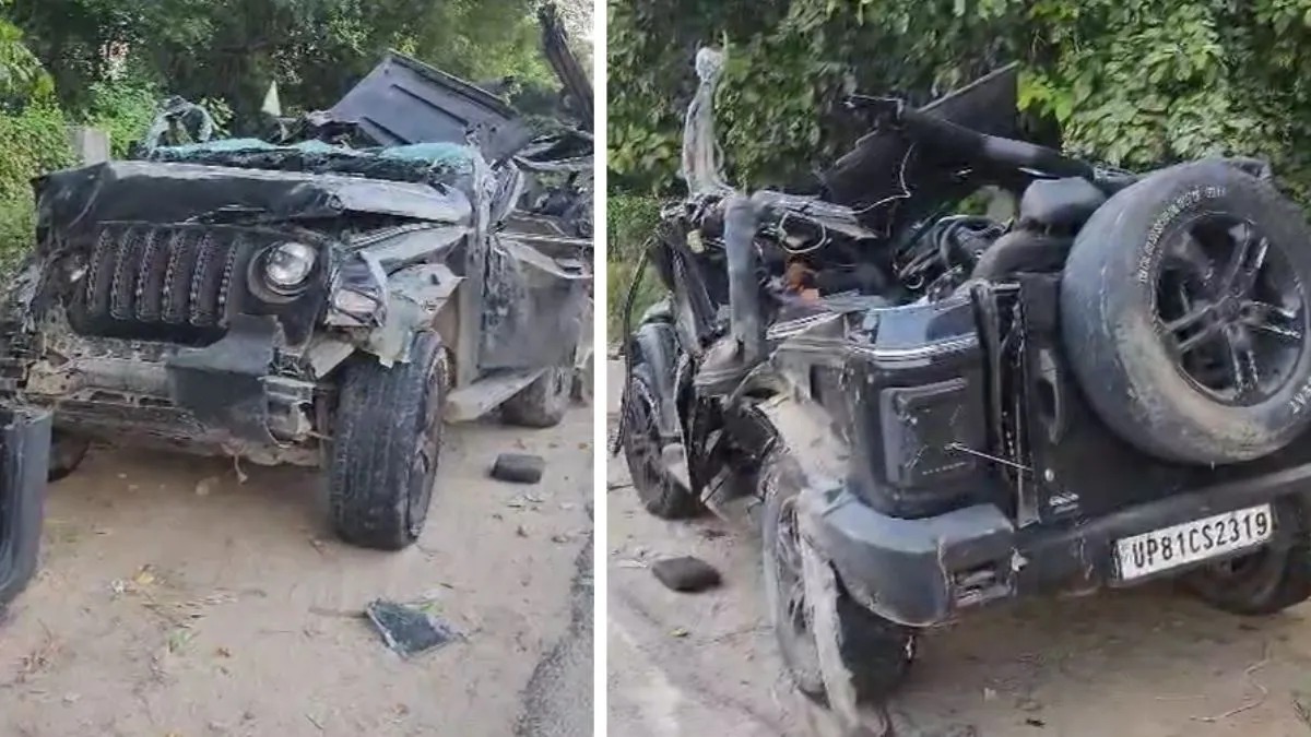 गुरुग्राम में भीषण सड़क हादसा : डिवाइडर से टकराकर थार के उड़े परखच्चे, 3 युवतियों समेत 5 की मौत