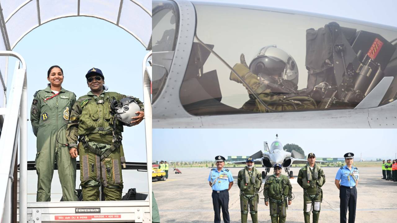 President Murmu: राष्ट्रपति द्रौपदी मुर्मू ने राफेल से भरी उड़ान, एयरफोर्स जवानों ने दिया गार्ड ऑफ ऑनर
