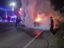 चलती एम्बुलेंस में आग