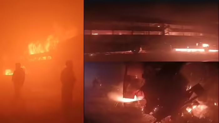 मथुरा में बड़ा हादसा : यमुना एक्सप्रेसवे पर 7 बसों और 2 कारों में टक्कर के बाद लगी आग, 4 लोगों की मौत, कई घायल