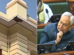 बिहार विस में छत का हिस्सा गिरा