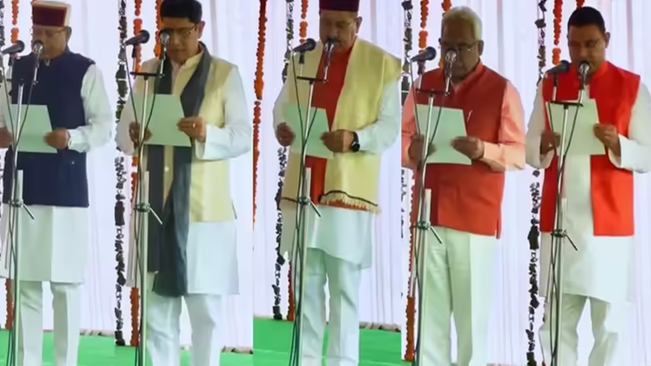 उत्तराखंड में धामी मंत्रिमंडल का विस्तार, मदन कौशिक, खजान दास सहित पांच विधायकों ने ली मंत्री पद की शपथ