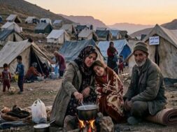 ईरान में बेघर हुए लोग