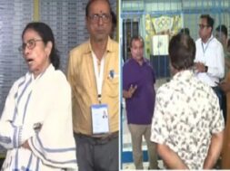 कोलकाता में स्ट्रॉंग रूम के बाहर ममता बनर्जी