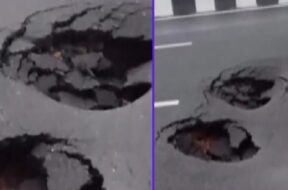 दिल्ली-देहरादून हाईवे पर सड़क धंसी